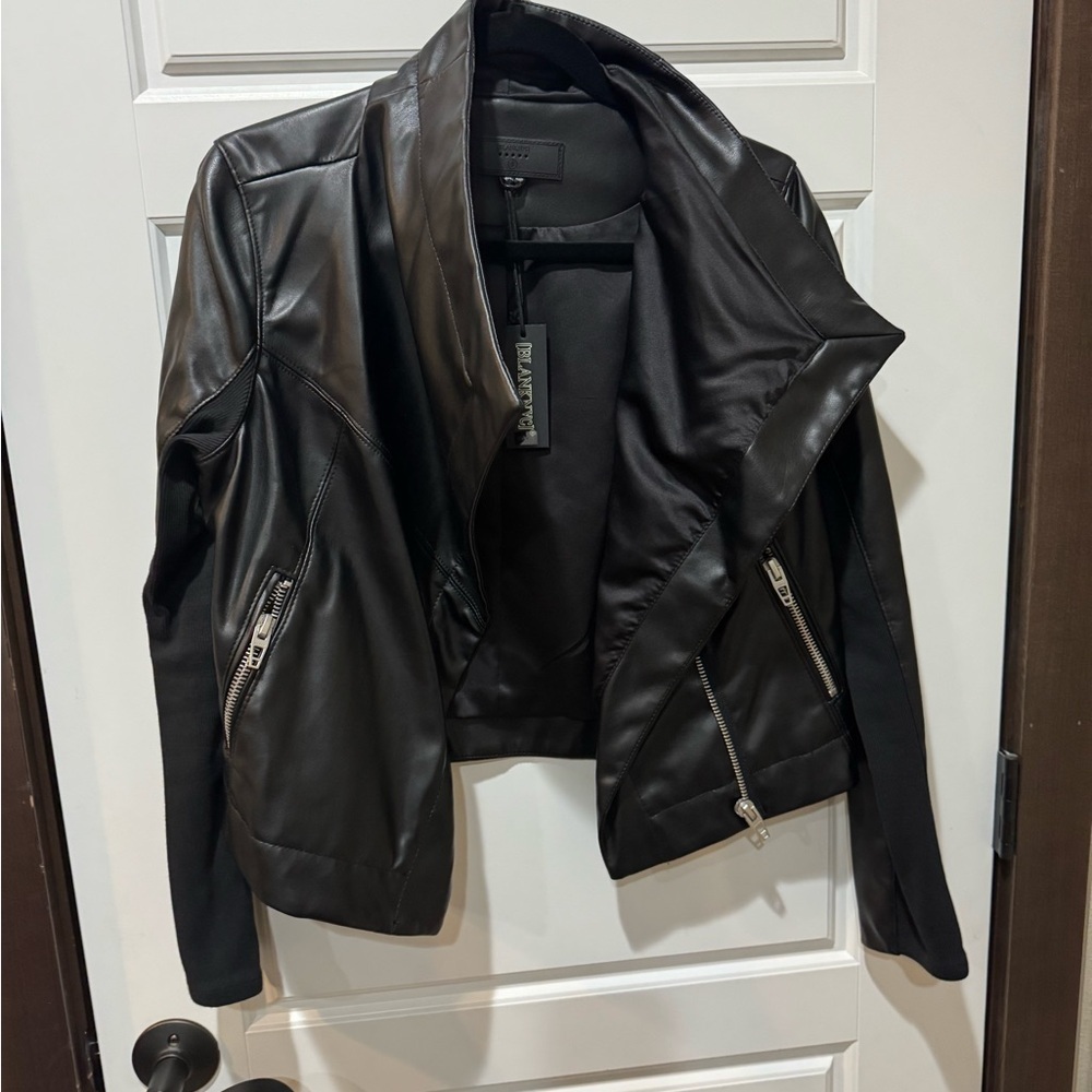 Women's Black Faux Leather Jacket - Picture 2 of 8